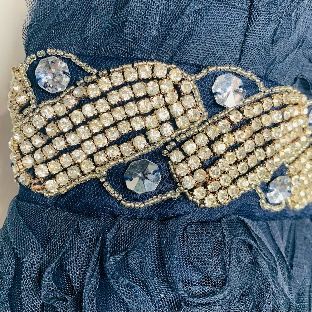 Trixxi | NWT Juniors Embellished Soutache Party Mini Fit Flare Navy Dress - Picture 7 of 13